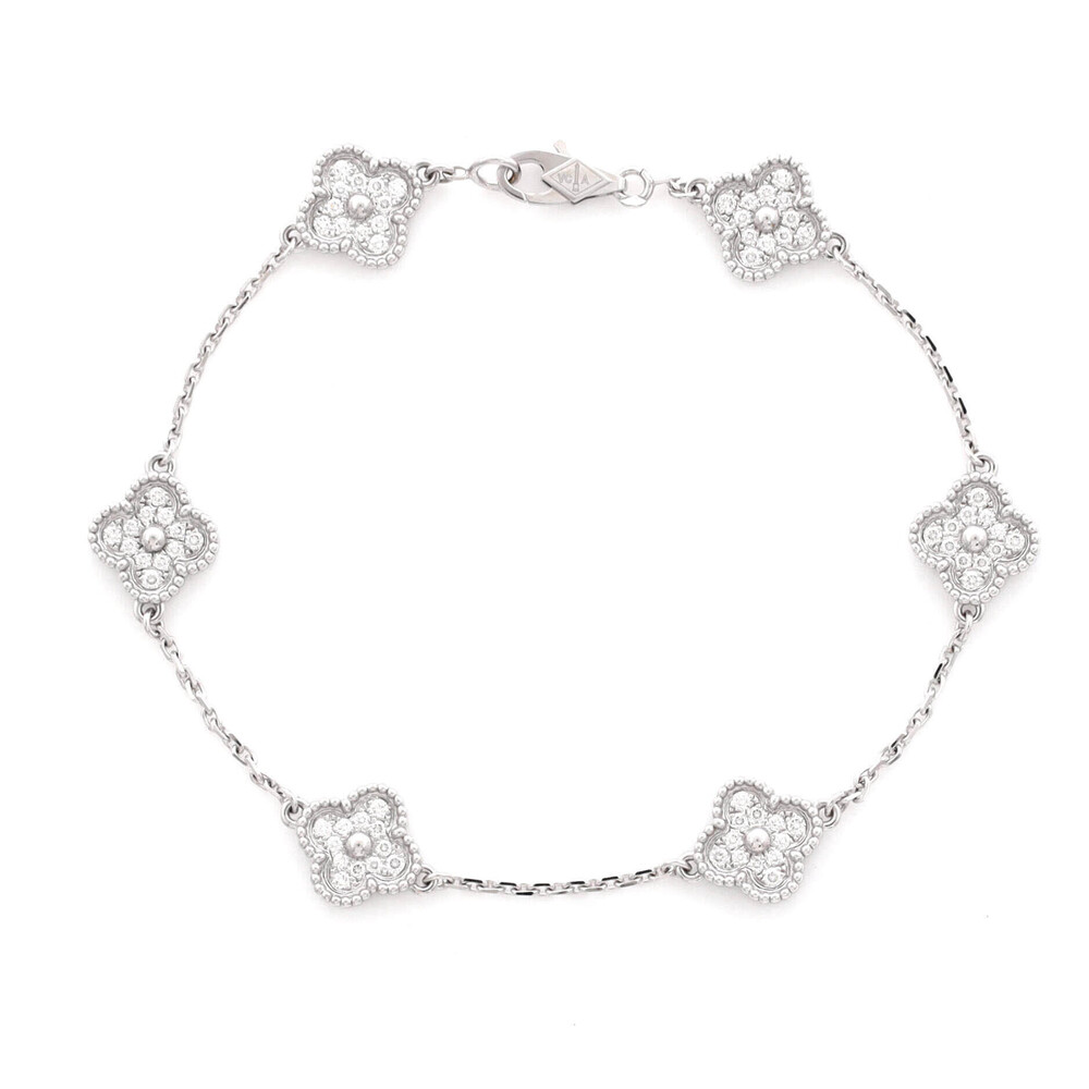 Van Cleef & Arpels Sweet Alhambra 6 Motifs Bracelet 18K White Gold and Diamonds